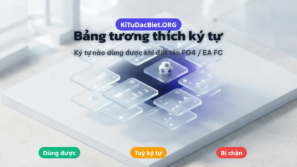 Bảng tương thích kí tự đặc biệt khi đặt tên FIFA Online 4 và EA FC Mobile
