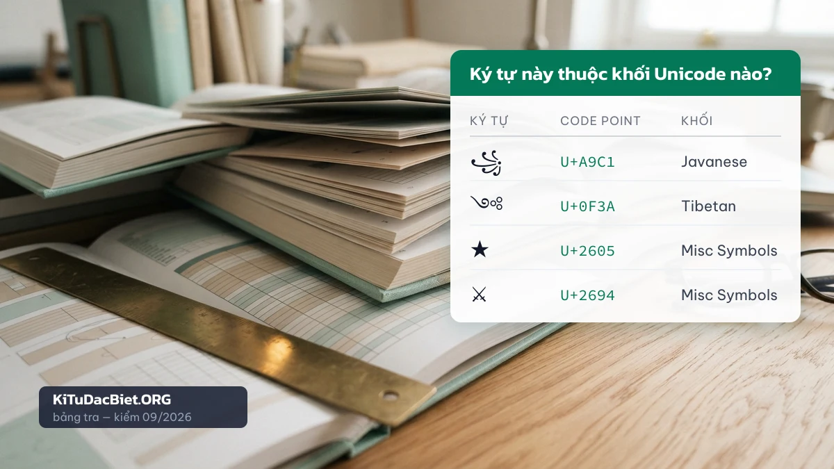Bảng tra khối Unicode và code point của kí tự đặc biệt dùng trong tên Liên Quân