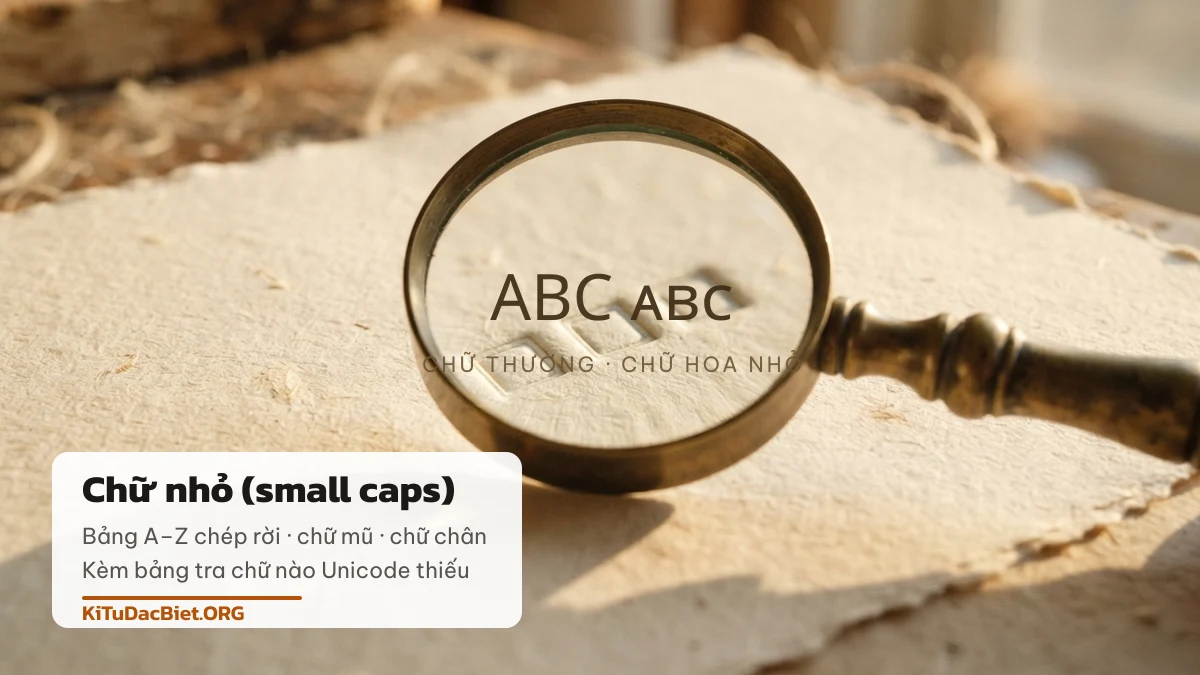 Chữ nhỏ small caps — bảng chữ hoa nhỏ, chữ mũ và chữ chân chép rời