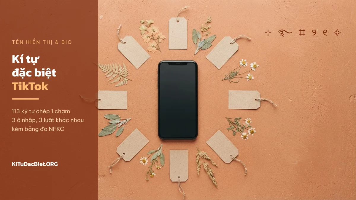 Kí tự đặc biệt TikTok cho tên hiển thị và bio, chép 1 chạm