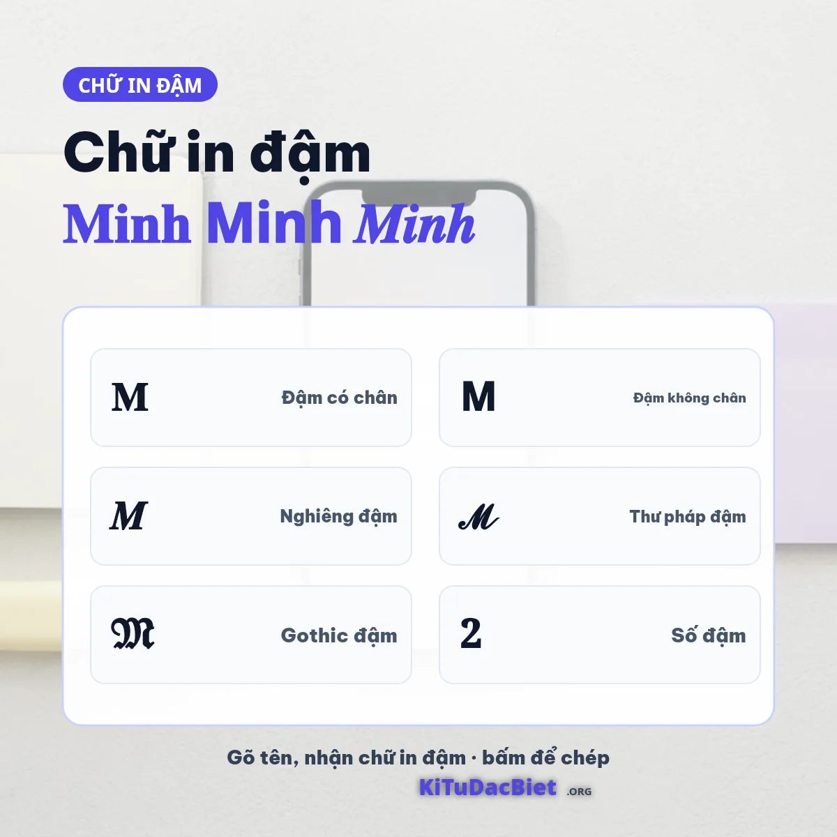 Chữ in đậm 𝐌𝐢𝐧𝐡 𝗠𝗶𝗻𝗵 𝑴𝒊𝒏𝒉: các kiểu chữ đậm Unicode