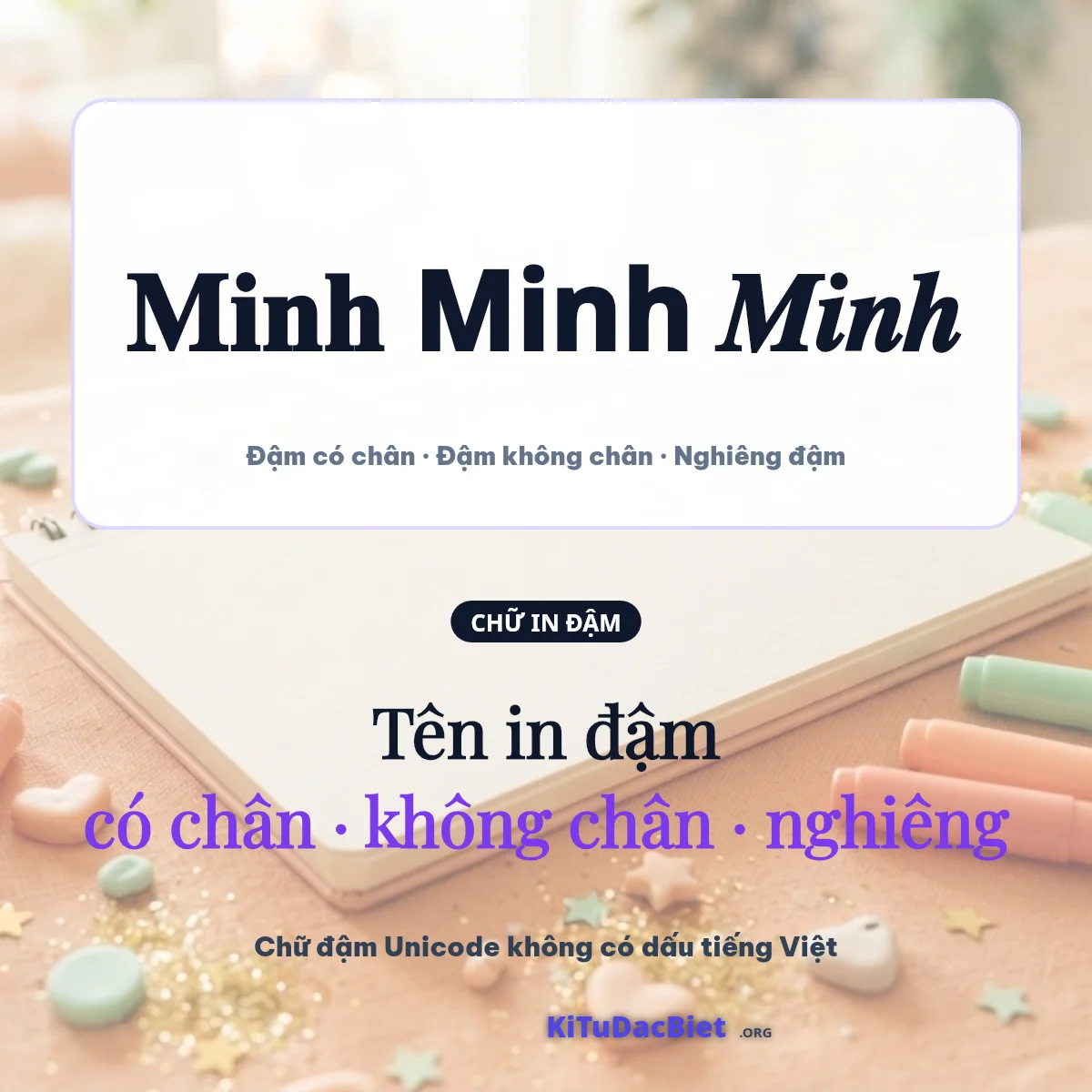 Tên in đậm Minh: đậm có chân, đậm không chân và nghiêng đậm