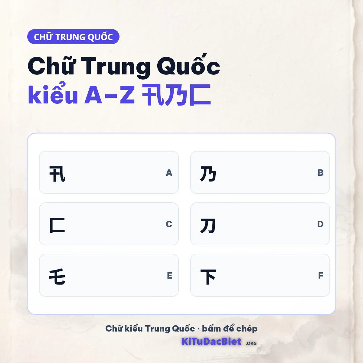 Chữ kiểu Trung Quốc A–Z: 卂 乃 匚 刀 乇 下 thay chữ Latin